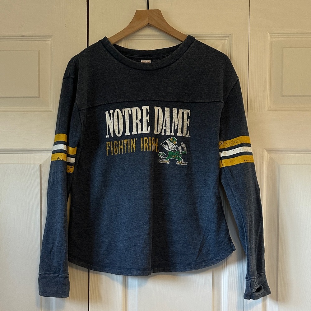 Notre Dame Fightin' Irish Long Sleeve Crewneck Sweatshirt - Navy & Gold